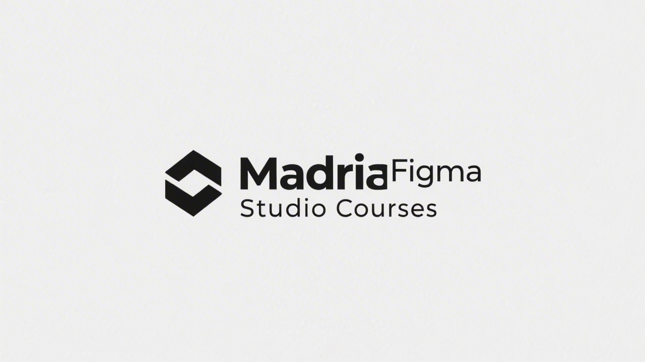 Minimal geometric wordmark logo with simple sans-serif lettering for Madrid Figma Studio Courses, clean and easy to reproduce without complex elements.